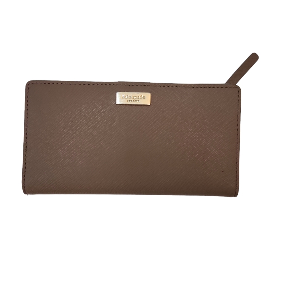 Kate Spade Brown Stacy Laurel Way Au Naturel Textured Leather Wallet